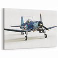 Vintage Aircraft Art: WWII Fighter Plane on White Background Canvas Print