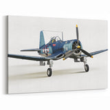 Vintage Aircraft Art: WWII Fighter Plane on White Background Canvas Print
