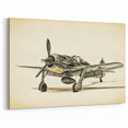 WWII Fighter Plane on Sepia Background Canvas Print