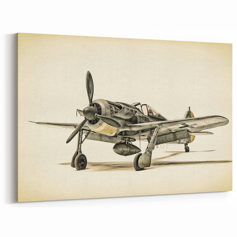 WWII Fighter Plane on Sepia Background Canvas Print