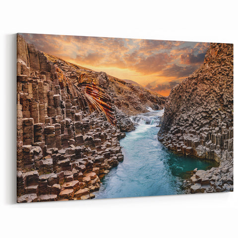 Stunning Canyon Waterfall Art - Scenic Nature Canvas Prints for Decor