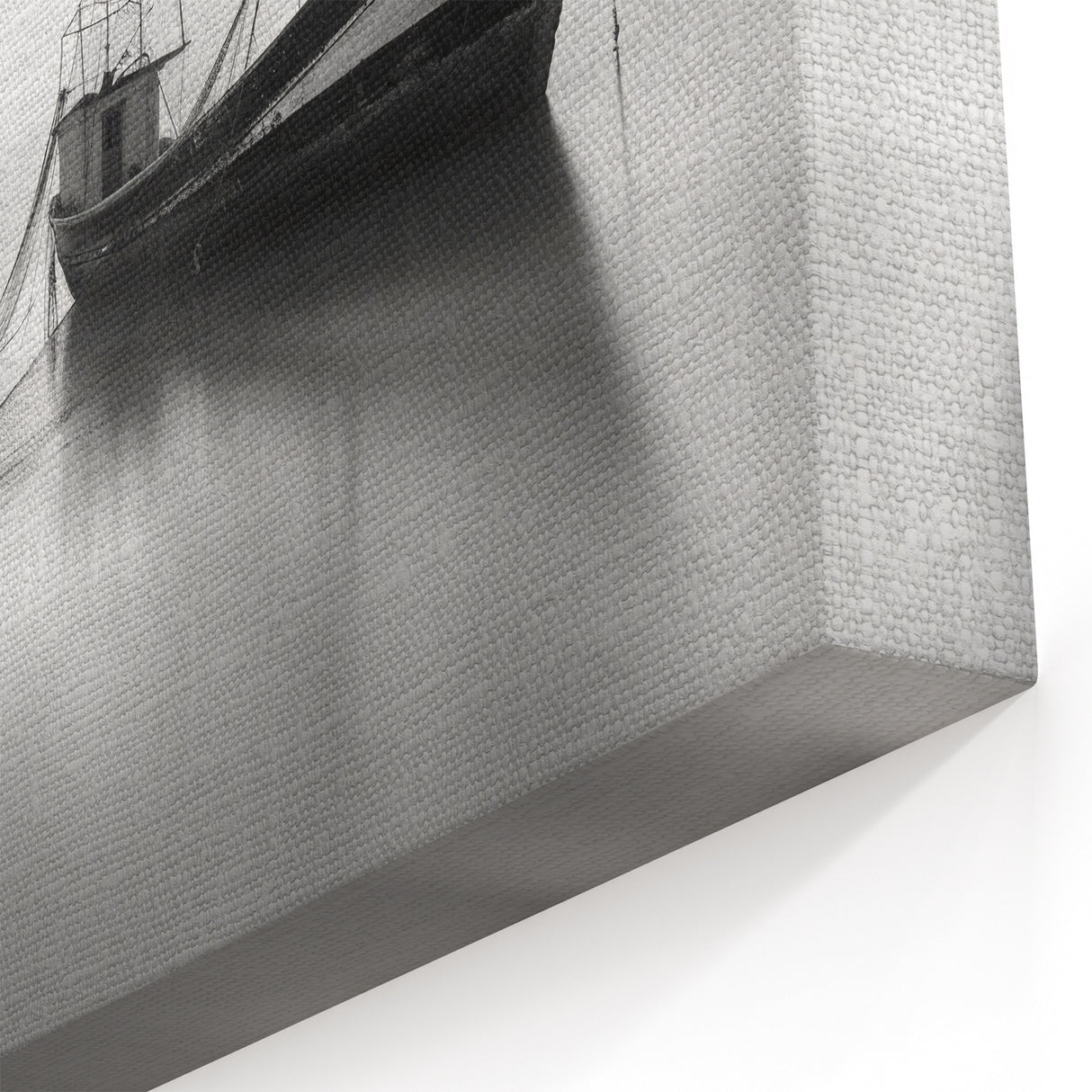 Ethereal Boat in Calm Waters Art – Black and White Harbor Photography