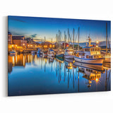 Evening Harbor Lights Art – Vibrant Coastal Photography