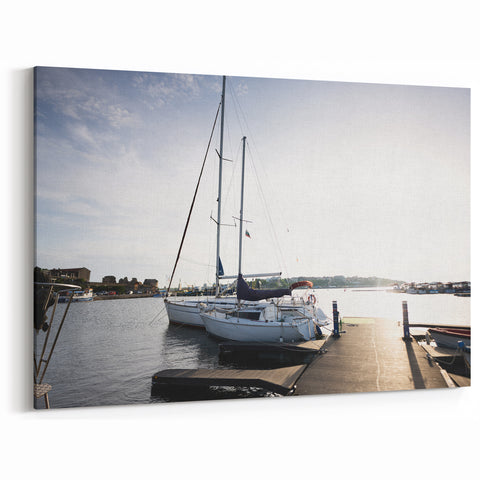 Sunlit Harbor Serenity - Elegant Coastal Wall Art for Nautical Decor