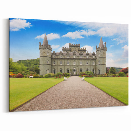 European Castle Wall Art - Majestic Castle Print in Scenic Landscape