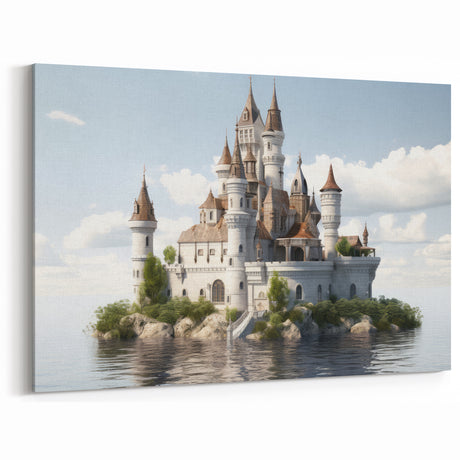 Fantasy Castle Wall Art - Dreamy Castle Print on Tranquil Water