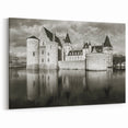 Black & White Castle Wall Art - Historic Castle Print with Reflections