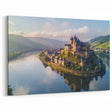 Majestic River Castle Wall Art - European Fortress in Scenic Landscape
