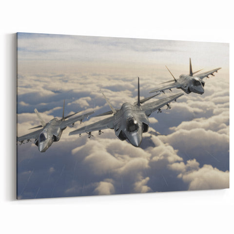High-Flying Trio of Jet Planes - Modern Aviation Art for Home Deco