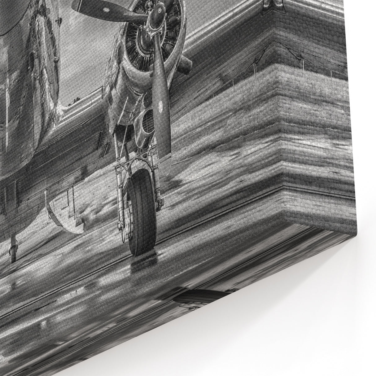 Vintage Aircraft Front View - Striking Black and White Aviation Art