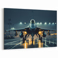 Fighter Jet on Runway at Night - Bold Aviation Wall Art Decor
