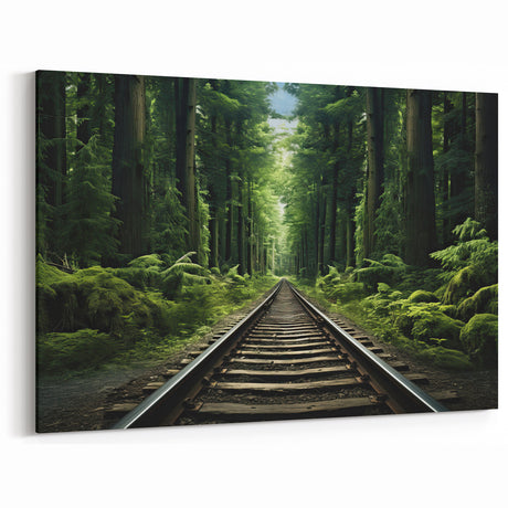 Forest Railway Wall Art - Scenic Green Landscape on Canvas and Prints