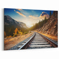 Mountain Railway Wall Art - Scenic Train Track in Autumn Landscape