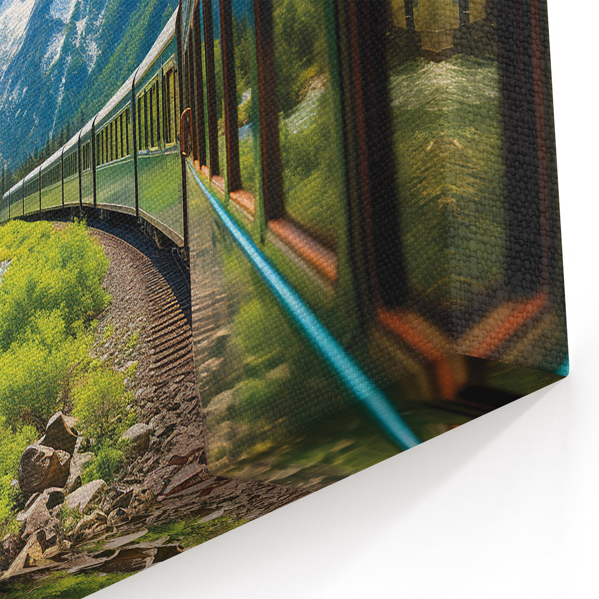 Mountain Train Journey - Scenic Railway Wall Art in Vibrant Landscape
