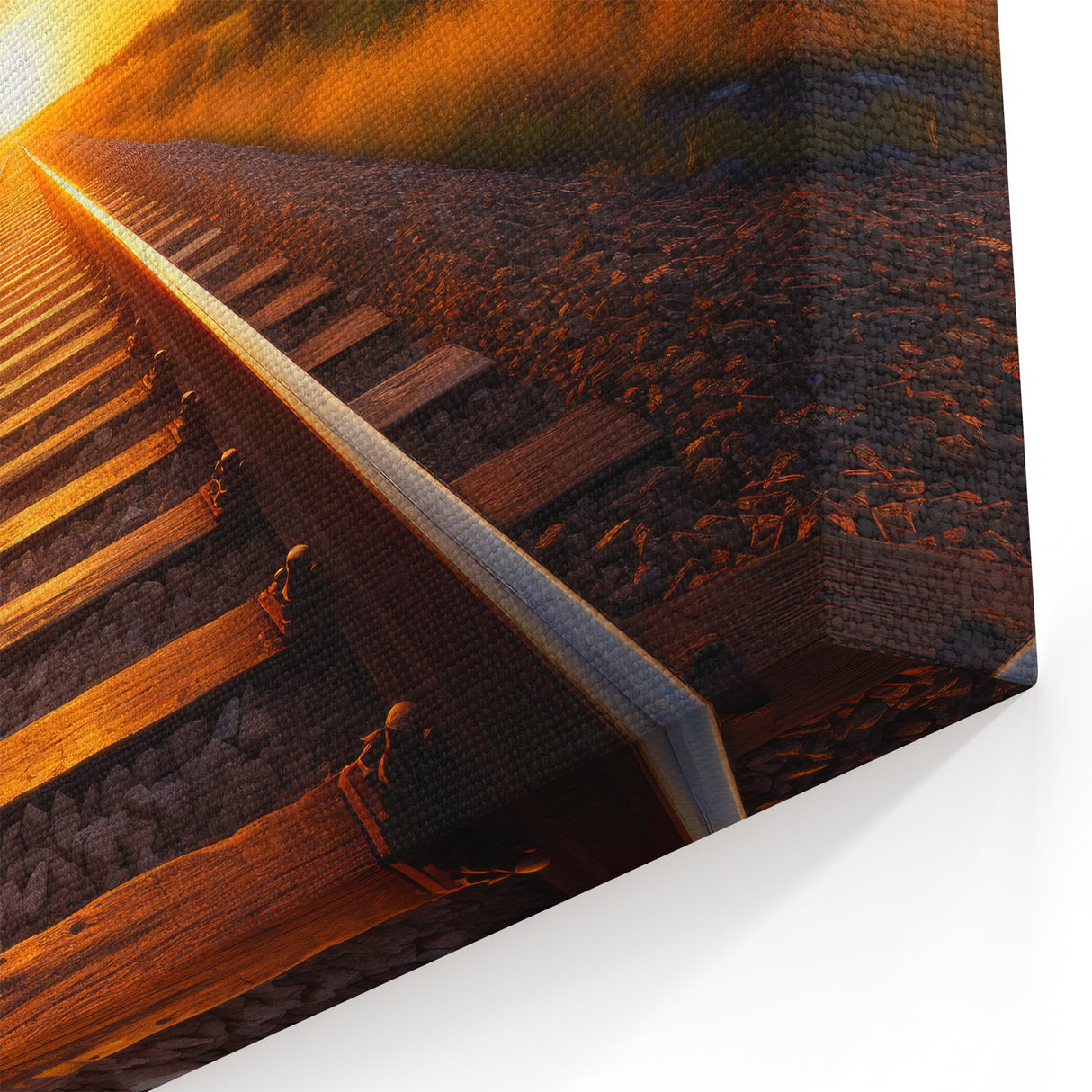 Sunset Railway Wall Art - Scenic Train Tracks in Vibrant Evening Light