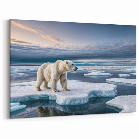Polar Bear on Ice Canvas - Arctic Wildlife in Majestic Polar Landscape
