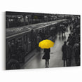 Railway Platform Wall Art - Yellow Umbrella Scenic Train Photography Print