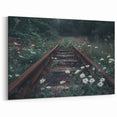 Overgrown Railroad Tracks Wall Art - Scenic Nature Railway Photography