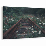 Overgrown Railroad Tracks Wall Art - Scenic Nature Railway Photography