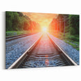 Sunset Railroad Tracks Wall Art - Scenic Railway Photography Print