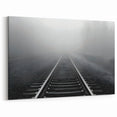 Foggy Railroad Tracks Wall Art - Scenic Misty Railway Photography Print