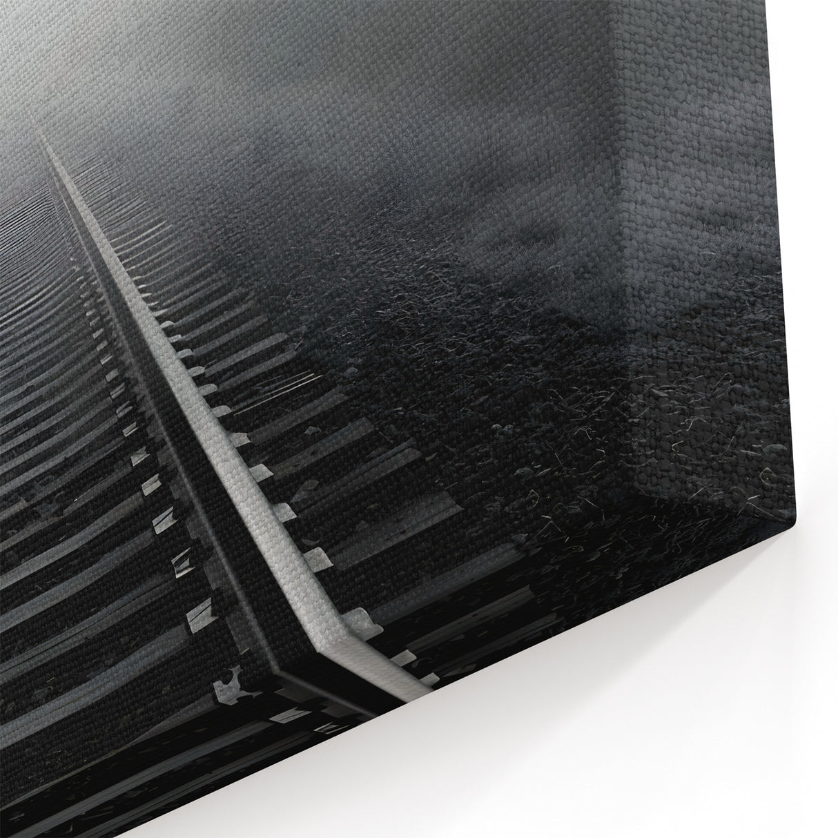 Foggy Railroad Tracks Wall Art - Scenic Misty Railway Photography Print