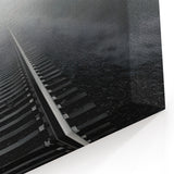 Foggy Railroad Tracks Wall Art - Scenic Misty Railway Photography Print