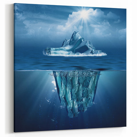 Sunlit Iceberg Photography - Captivating Underwater Arctic Art Print
