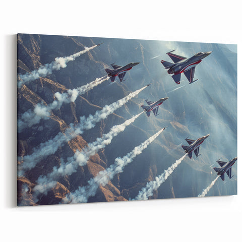 Dynamic Fighter Jets in Formation - High-Energy Aviation Wall Decor