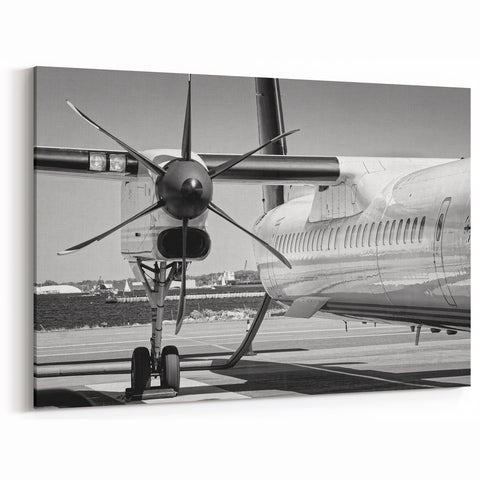 Black and White Propeller Plane Art - Classic Aviation Wall Decor