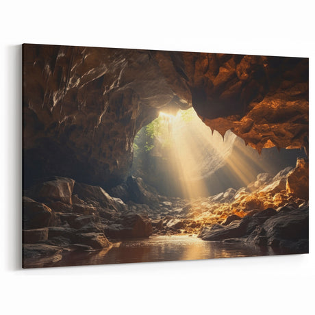 Sunlit Cave Wall Art - Captivating Natural Cave Photography Print Decor