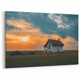 Charming House Wall Art - Rustic Sunset Scene Canvas Print