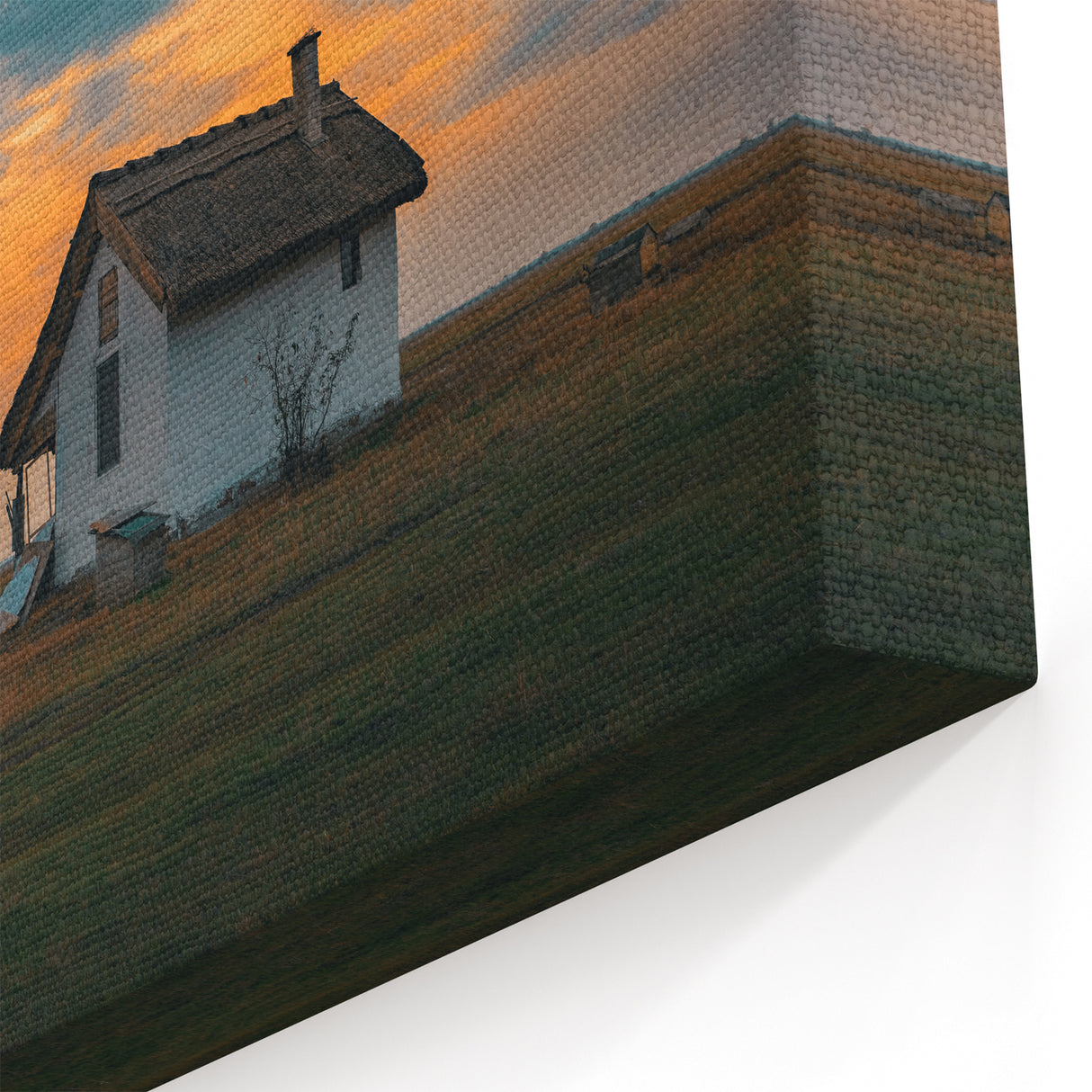 Charming House Wall Art - Rustic Sunset Scene Canvas Print