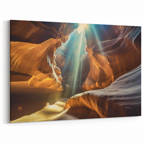 Sunlit Canyon Wall Art - Majestic Natural Cave Photography Print Decor