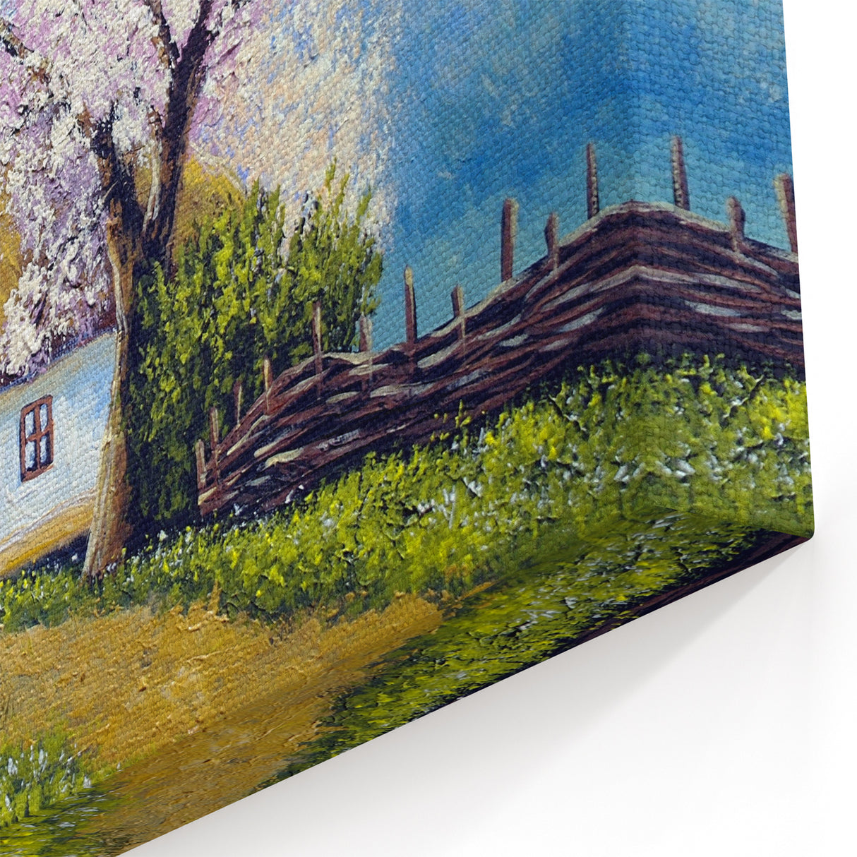 Charming Countryside House Wall Art - Blossom Tree Canvas Print