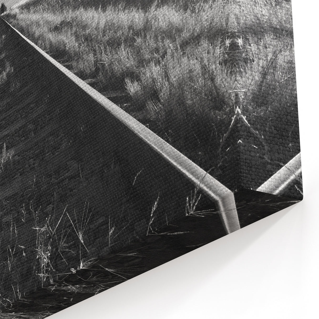 Monochrome Railroad Tracks Wall Art - Black and White Scenic Print