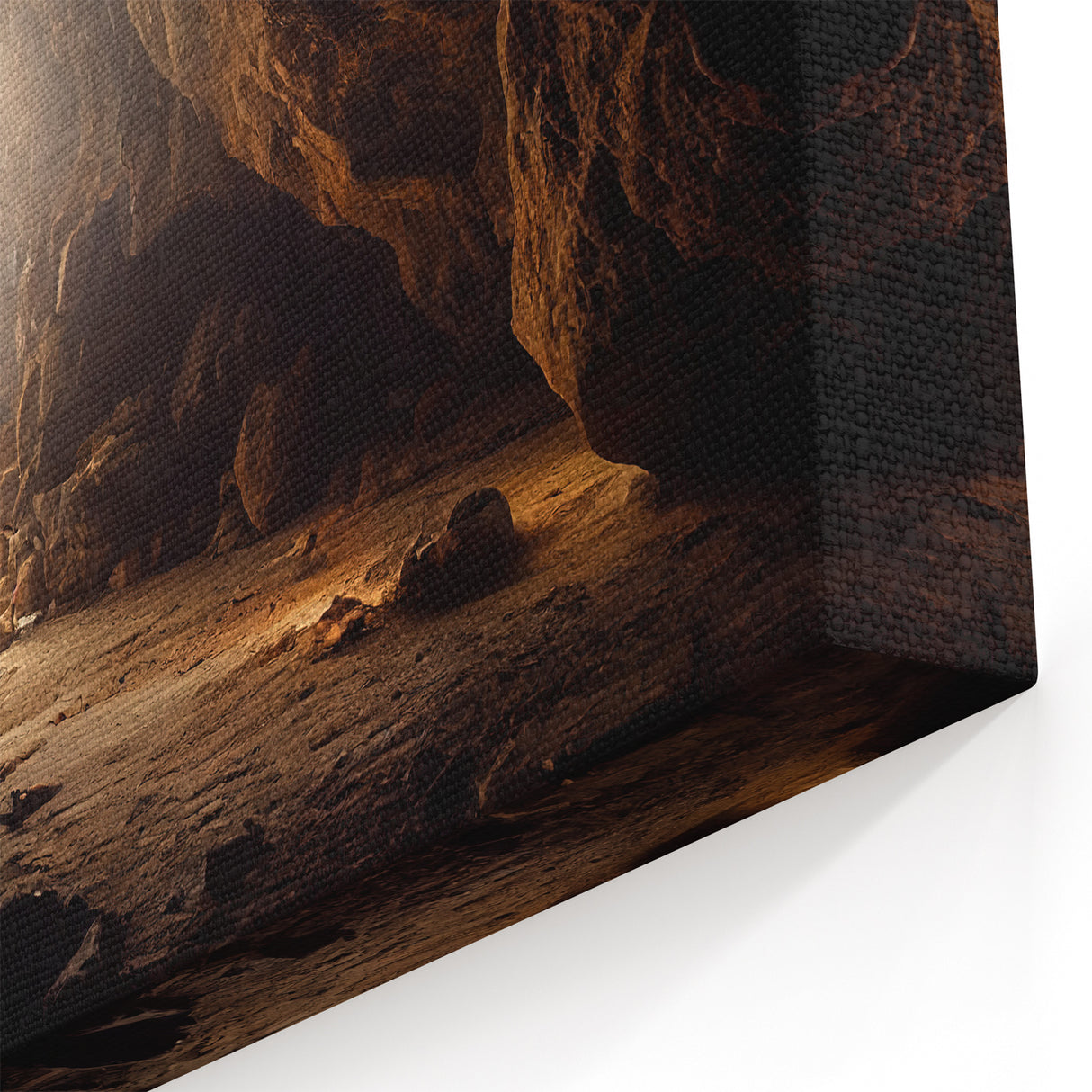 Majestic Sunlit Cave Wall Art - Warm and Earthy Cave Photography