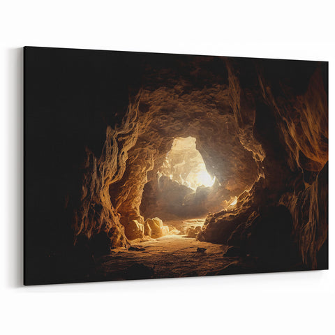 Golden Cave Entrance Wall Art - Warm and Earthy Cave Photography