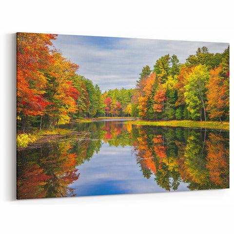 Autumn Lake Reflection Art - Vibrant Fall Colors Scenic Photography Print