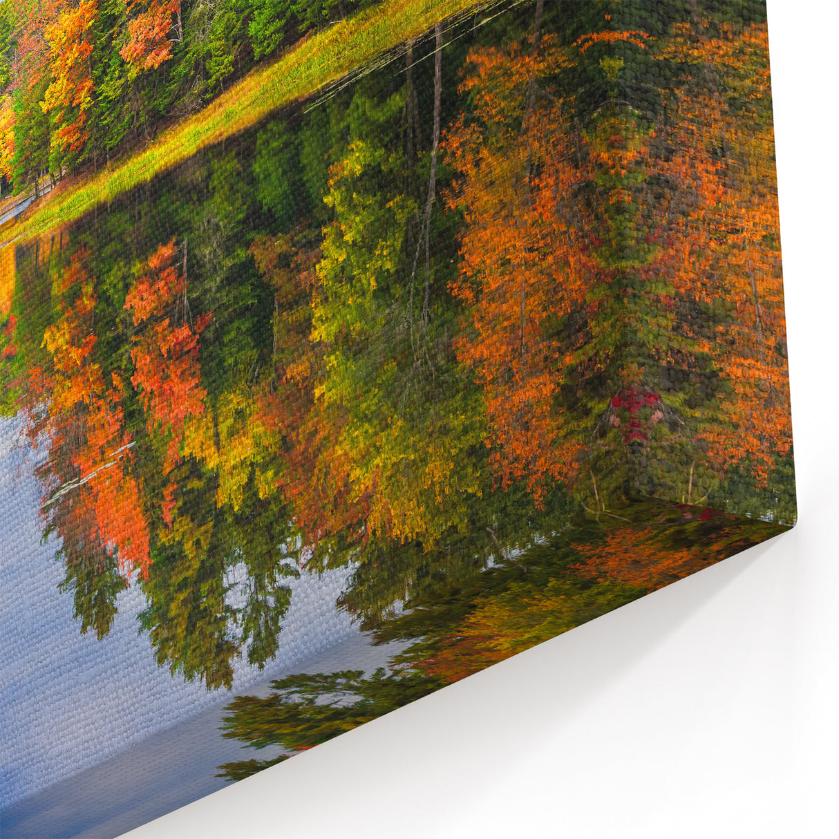 Autumn Lake Reflection Art - Vibrant Fall Colors Scenic Photography Print