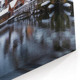 Winter Wonderland Lake Art - Scenic Snowy Village Photography Print