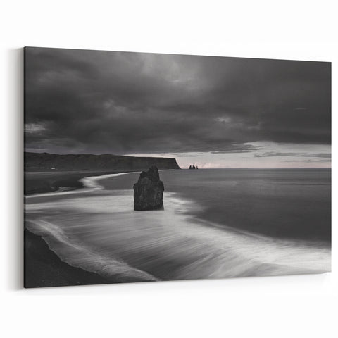 Elegant Monochrome Cliffs Canvas – Captivating Black and White Coastal Art