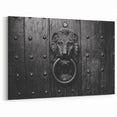Monochrome Hardware Wall Art - Lion Head Knocker Canvas Print & Decor
