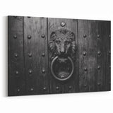Monochrome Hardware Wall Art - Lion Head Knocker Canvas Print & Decor