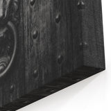 Monochrome Hardware Wall Art - Lion Head Knocker Canvas Print & Decor