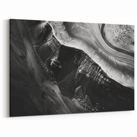 Abstract Black & White Cliffs Canvas – Striking Monochrome Wall Art