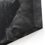 Misty Coastal Cliffs Canvas – Ethereal Black and White Landscape Art