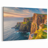 Golden Hour Coastal Cliffs Canvas – Stunning Sunset Landscape Wall Art