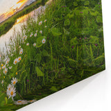 Peaceful Lakeside Sunset Art - Scenic Wildflower Meadow Photography