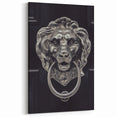 Metallic Hardware Wall Art - Silver Lion Knocker Canvas Print & Decor